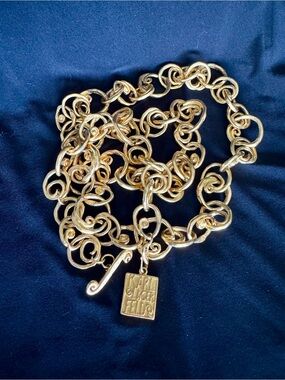 Karl Lagerfeld Vintage Gold-Tone Sculpture Scroll-Link Chain Belt/Necklace 1980s